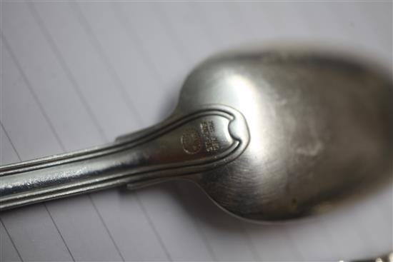 A 1960s canteen of Georg Jensen Danish sterling silver Dobbeltriflet pattern cutlery for six, pattern.